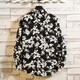 Nyckjk Frühling kleines Blumendruck-Shirt Herren Langhülle Casual Trendy Marke reines Baumwollmuster Shirt Stylish Schwarz-Weiß-Jacke Top 1049 Nr. 1049 Nr. 1 M Lose Version 105-120jin [Jin gleich 0,5 kg] tragen