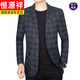 Hengyuanxiang Spring and Autumn New Middle-aged Men's Suit Business Casual Plaid Single Suit Body Jacket Jacket Daddy's Suit Gray Plaid 104 170/M90115Jin[Jin equals 0.5 kg]