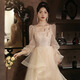 Li Baixin evening dress light luxury niche high-end champagne color French high-end banquet temperament host female stunning beauty test dress champagne color XL Li Baixin evening dress light luxury niche high-end champagne color French high-end banquet temperament host female stunning beauty test dress champagne color XL
