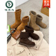
Woodpecker high-end brand pure leather two-wear rolled flat heel mid-tube boots for women's winter fur genuine leather plus velvet snow boots warm cotton boots khaki 37