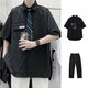 唐号学院风dk制服白衬衫男短袖夏季白衬衫休闲港风情侣毕业班服五分袖 C11纯色衬衫+领带+西裤 L