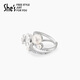 She s Akiko Barbie romantic glass rose ring niche design high-end ring hand jewelry birthday gift for women silver white H0 opening adjustable