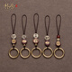 Pufang pure brass ring buckle mobile phone lanyard hand-woven brass jewelry keychain U disk bag hanging chain for men and women good luck