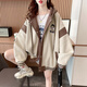 Han Xinman Autumn Girls' Jackets Spring and Autumn Sweaters Female Students 2025 Autumn and Winter New Korean Style Loose Hooded Cardigans Apricot Velvet Thickened Jackets Trendy Tops Baseball Uniforms One Size (Can Remark Size)