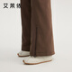 ERAL Down Pants Women's Design Deconstructed Cut Down Pants Simple Flared Loose Trousers Duck Down Warm Straight Pants Raccoon Brown L 165 Recommended 130-145 Jin Jin equals 0.5 kg