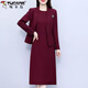 Woodpecker (TUCANO) high-end long-sleeved dress fashion set Qiuxi Mom M mother-in-law two-piece skirt wine red minimal color difference 2XL 122-132Jin Jin equals 0.5 kg