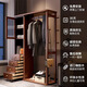 Shaochengke Massivholzbügel Kleiderspiegel integriertes Haus Schlafzimmer Wohnzimmer Kapuze Rack Rack Multifunktion Aufbewahrung Kleidung Rack Walnuss Farbe 120 cm (Paketinstallation)