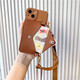 博巴特 奶咖色爱心零钱包适用iphone16promax手机壳苹果12斜挎11promax女款xsm iPhone14