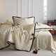 Arctic Velvet (Bejirog) Class A 100 Count Lenzing Tencel Four-piece Set Summer Ice Silk Light Luxury Embroidered Quilt Cover Naked Sleeping Sheet Bedding Lenzing Tencel-Black Pansy 1.8 Meter Four-piece Set (200*230cm Quilt Cover)