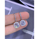 Fat Donglai's same style PT950 platinum earrings for women, square earrings, 18k white gold diamond earrings for women, beating heart - white diamond earrings