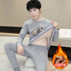 Adolescent modal hiver allemand Velvet sous-vêtements thermiques Suit des hommes à l'épreuve du froid plus en velours épaissie de grands garçons Big Boy Vêtements et pantalon 683 kaki [avec velours épaissis] xl Environ 80-115 Jin [Jin est égal à 0,5 kg] peut être usé