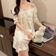 XiANGyaxin Chightgown pour femmes en été avec poitrine poitrine de pyjamas à manches courtes style Sweet Princess lâche et peut être porté à l'extérieur dans les vêtements de maison de mi-long 3888 mètres blancs xl