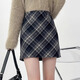 Yi Xin woolen skirt women's skirt short skirt plaid skirt A-line hip skirt high waist small person high-end 2025 new style blue gray plaid skirt L Recommended weight is about 110-125 Jin Jin is equal to 0.5 kg