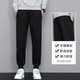 Woodpecker casual pants for men in summer thin loose pants for men in tying stretch pants trendy sports slim ice silk long pants QSW-2211 black tying pants XL