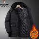 Woodpecker cotton coat for middle-aged and elderly men, cotton padded coat with velvet and thickening, men's jacket, winter daddy padded jacket, warm and thick winter coat, black and velvet style 2XL