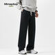 MMOPTOP winter velvet thickened warm casual pants men's loose straight wide-leg sports trousers 888JR black XL