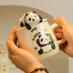 Busy farmer mug for girls, good-looking souvenir, ceramic mug with lid and spoon, panda birthday gift, cute gift box, giant panda (lid + exclusive spoon) sitting