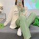 OULUXI solid color wrinkled cloth cotton confinement clothes spring and autumn pregnant women pajamas in summer breathable sweat-absorbing and postpartum breastfeeding clothes AXXE724 concentric knot L code (recommended 90-115 Jin [Jin equals 0.5 kg])