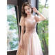 Seidler French evening dress 2025 new temperament light luxury niche high-end banquet host Bel Canto solo singer female light nude pink long style L (recommended 106-115 Jin Jin equals 0.5 kg)