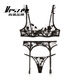 
VRSZEE high-end brand underwear for women with thin embroidered lace bra set on bra tempting underwear bikini black suit 80B