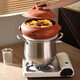 Tao Fuqi ceramic steam pot household steam pot chicken night sweat chicken pot steam soup pot special bottom pot electric steamer induction cooker Huangzhu steam pot 2700 ml + smart pot + steaming plate