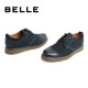 Belle Men's Shoes Autumn Shopping Mall Same Style Matte Cowhide Round Toe Low-top Work Shoes B8W08CM9 Blue 40