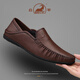 Ram Slip-On Business Men's Shoes Winter New Thin Breathable Casual Leather Shoes Men's Versatile Genuine Leather Lightweight Beanie Shoes Brown Single Layer 40 Leather Shoe Size