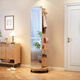 Miroir de vinaigrette en bois massif Qiuke Miroir de randonnée pour le sol entier pour les vêtements de chambre à coucher mobiles multifonctionnels Miroir rotatif intégré