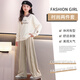艾卡诺 I.KARNOW女童卫衣套装阔腿裤儿童女孩裤子大童春季新款2025休闲长裤春装 15158紫色4882白色 常规 130