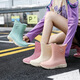 Bottes de pluie Aole Chaussures en caoutchouc pour femmes pour femmes Adult Fashion Kitchen Anti-Slip Plus Velvet Rain Boots 2024 Nouveau anti-résistant 640 Pink Plus Coton peut être détaché [Sélectionner une taille plus grande] 36