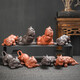Yuxuan Purple Clay Tea Pet Lucky Pi Xiu Ornament High Quality Handmade Can Raise Tea, Play Tea Ceremony Tea Tray Office Home Ornament Black Mud Lucky Pi Xiu--Medium Size