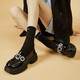 Rich bird loafers women's casual British style thick sole sponge cake single shoes women's shoes FN0235/1049 black 39