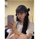 XiaoWenZi jisoo Jin Zhisoo's same black bow hair clip girl's Japanese and Korean velvet hairpin ponytail hair tie 2# Zhao Lusi-same green streamer hair ring