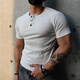 Tan Beiman's sexual tension wear for men Henry shirt men's short-sleeved T-shirt American heavy thread fitness retro short-sleeved muscle running gray L115-135Jin [Jin equals 0.5 kg]
