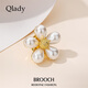 Qlady flower brooch, high-end women's imitation pearl corsage, anti-exposure pin, scarf buckle, niche suit coat accessories