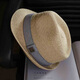 
Tochino high-end Rafi hat men's adult summer sun hat beach hat women's sun protection short edge vacation jazz hat grey stripe belt regular code M55-57.5CM