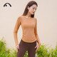 Aixiabu yoga clothing women's top autumn and winter velvet thickened warm Pilates clothing slimming running fitness sports t-shirt long sleeve A23109RTSM milk tea color/velvet/soft version L