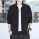 PLAYBOY Jacket Men's Jacket Men's Autumn and Winter Stand Collar Polar Fleece Loose Casual Top Black XL