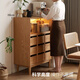 Genji Muyu solid wood sideboard modern minimalist restaurant storage cabinet oak glass cabinet home storage cabinet 0.82m sideboard (820*400*1110mm)