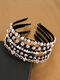 Mrs. Ming Internet celebrity rhinestone pearl hairpin high-end hairband summer face wash headband high-end 2025 new bangs headband for women 1# sapphire black diamond five-petal flower