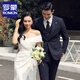 ROMON groom wedding suit men's suit dress British suit three-piece suit Korean version slim business casual professional formal suit TZ850 dark gray one-button suit + trousers + vest XL recommended 125-135 Jin Jin equals 0.5 kg