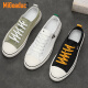 
Famous MIGOADUC brand canvas shoes men's shoes 2025 new breathable cloth shoes with one foot low top men's casual unlace-up shoes black 43