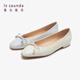 Lairsdan Spring Neues elegantes Bow Ballet Flat Ferse Flat Damenschuhe runde Zehenleder Single Schuhe 5m15602 Graues Gyk 39