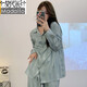 
Modal 2023 new pajamas for women in spring and autumn ice silk long sleeve internet celebrity high-end simulated silk home clothing set summer 9903 checkered green XL
