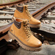 Camel (Kamel) Herrenschuhe Britisch Retro gelbe Stiefel Atmungsfreie Kleidung-resistente High-Top-Arbeitsstiefel Herrenhöhenhöhe und nicht rutschloser Martin-Stiefel G13W076024 Rauch und Sandfarbe/Kaffee 42