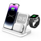 aresh wireless charger four-in-one multi-function clock bedside alarm clock night light suitable for Apple 1514 mobile phone applewatch headset S9ultra watch holder white four-in-one with fast charging cable