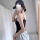 Aimu Autumn and Summer Camisole with Breast Pads All-in-One Bra Wear Outer and U-shaped Back and Inner Underwear Black M 90-105Jin Jin is equal to 0.5kg