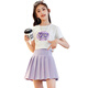Pitt Pitt Girls Rock Tennis Rock Kinder Sommer Rockhose Große Kinder platzlebende Rockanzug Mädchen JK Weißer Sport kurzer Rock 9889t Shirt + 1566 Pink Short Rock [Anzug] 160 cm