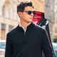 Mr. Bu's stand-up collar half zipper thickened sweater for men 2025 spring and autumn thick woolen sweater BT15507 piano black XL (180)