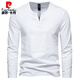 T-shirt à manches longues de Pierre Cardin Henry avec le printemps et l'automne décontracté en V Colombe de couleur solide